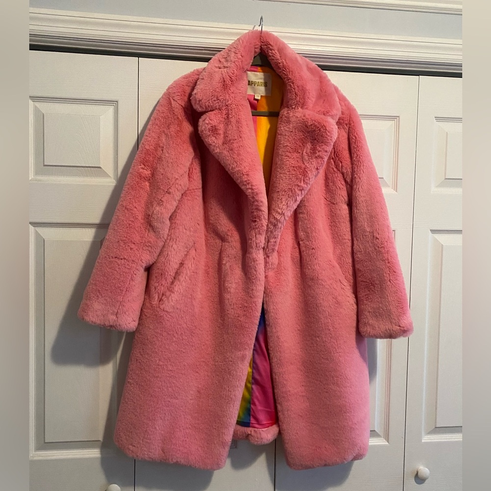 Apparis Faux Fur Coat - Pink XS - like new condition